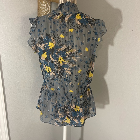 LOFT Floral Blouse in Blue and Yellow - Picture 4 of 6